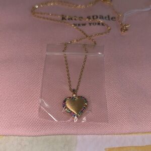Kate Spade Take Heart Pendant Necklace Gold Multi Color nwt